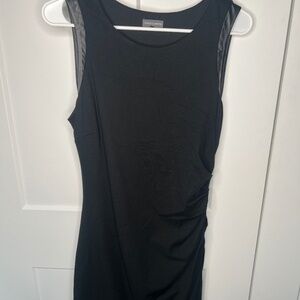 Vince Camuto Faux Leather Shoulder Detail Side Zipper Dress  NO SIZE TAG